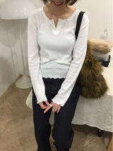 アブリルレースパンチングボタンTシャツ（2c）