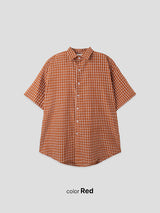 No.1248 S チェック オーバー ハーフ シャツ (3color)