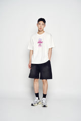 25SS WIDE BASIC DENIM SHORT PANTS BLACK