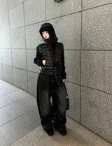 Dark gray dust washing pants