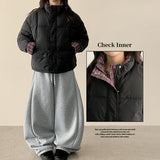 Daring checkered lining point short padded coat