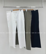 ribbon string shirring wide pants