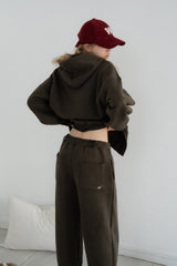 Solid sweat pants_khaki brown