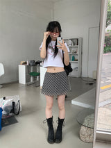 CHECK CHIFFON MINI SKIRT (4C)