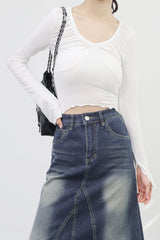 Sherin shirring v-neck team tee