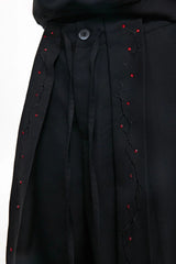 Rhinestone Embroidered Ribbon Trousers