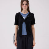 Two way Zip Cardigan Black