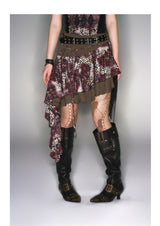 2025 Spring/Summer New Leopard Print Lace Splicing Multi-layer Irregular Hem Half Skirt