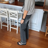+5cm Grayish Blue Stone Bootcut Denim Pants (236)