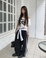 Ruffy Lace Track Nylon Pants