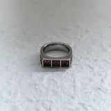 Crimson Triple Stone Ring
