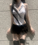 Eriso button halter top (white)