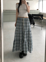 Checkered Long Skirt (2color)