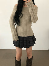 Off-Shoulder Cable Sweater