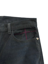 FLOCKED LIGHT HAND-BRUSHED FADED DISTRESSED COLOR-TOOTH ZIPPER HEM STRAIGHT-LEG JEANS