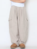 fleece oblique cargo pants