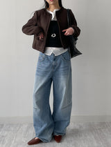 [Unisex] フォース10ピンタックワイドデニムパンツ