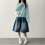 メリピンタックデニムバミューダショーツ [ショート & ロングセレクション*]