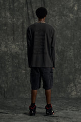 Graffitionmind グラフィティ長袖ピグメントTシャツ (Charcoal)