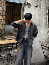 Enter checkered cropped shirt