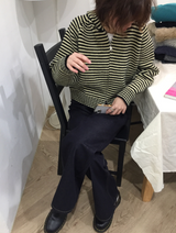 ロエット生地ブーツカットデニムパンツ