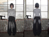 Wrap washing wide denim-PT