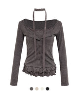 Dot Frill Lace Cardigan Set