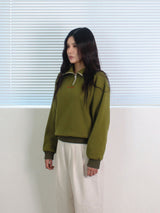 26ss ハーフジップアップロゴエンブロイダリーニットスウェットシャツ 2color
