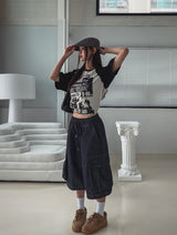 Root Stitch Cargo Bermuda Denim Pants