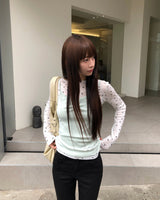 [ORIGINAL] ドット シースルー レイヤード ロングスリーブ Tシャツ
