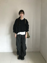 ダブルピンタックパンツ (チャコール)