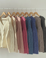 【MADE】V-neck cable knit