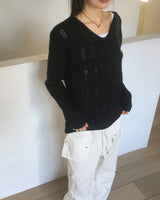 [MADE] ヴァートVネックツイストネットパンチングニット