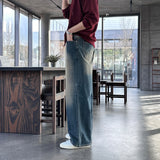 LMN Mute Strap Wide Denim Pants (deep blue)