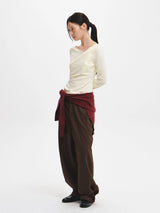 DRAPE SHIRRING LONG SLEEVE T-SHIRT