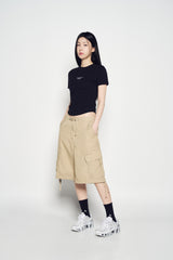 25SS BASIC LOGO HEM LINE CROP SHORT SLEEVE T-SHIRT BLACK
