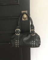 Clune Stud Eyelet Buckle Leather Shoulder Bag