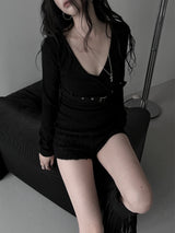 belted wrap V-neck T (2color)