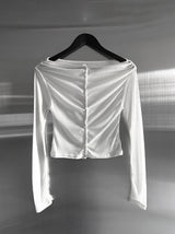 Bellin See-through Off-Shoulder Cardigan