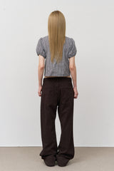 (W) Mote Check Shirring Blouse