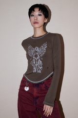 エンジェルブレッシングTシャツ_ブラウン