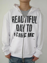 Vintage Graphic Lettering Two-Way Zip Hoodie (3c)