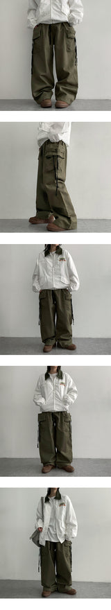 Pepe String cargo wide banding pants