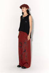 Retro printed loose casual pants