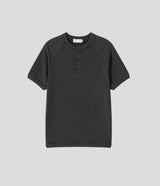 (Muscle Fit) Loop Henley Neck Ribbed Short Sleeve