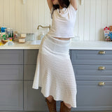 Lace Flare long skirt (white)