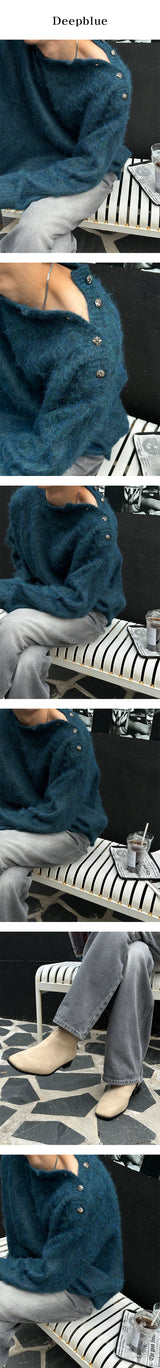 [Unisex] ウールヘアーボタンニット(3color)