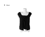 Borin Frill Lace Ribbon Layered Sleeveless Blouse