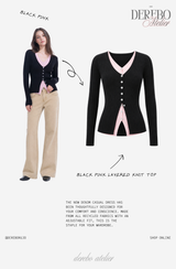 Black Pink Layered Knit Top