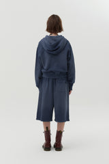 ヴィンテージウォッシングスタッドポイントクロップフーディジップアップ [NAVY]